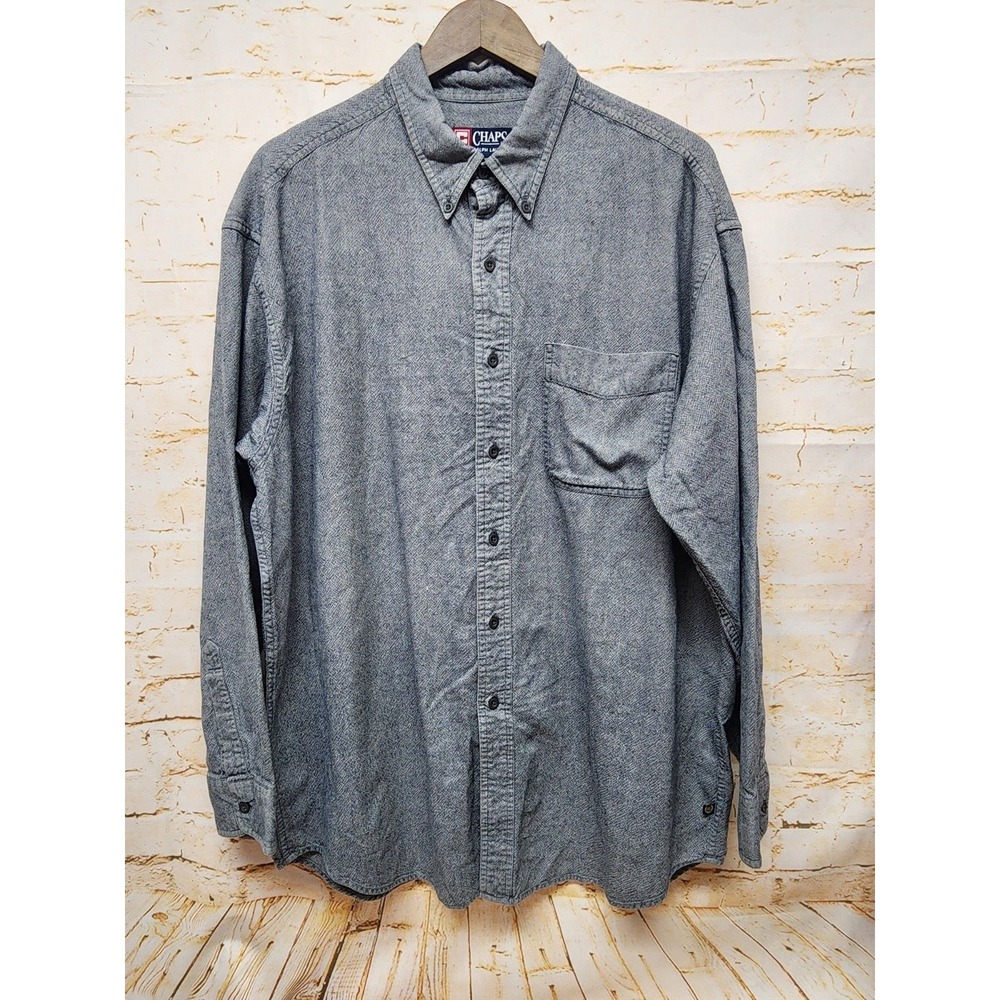 Chaps Ralph Lauren Mens Shirt Size XL Blue Button Up Long Sleeve Collared Pocket